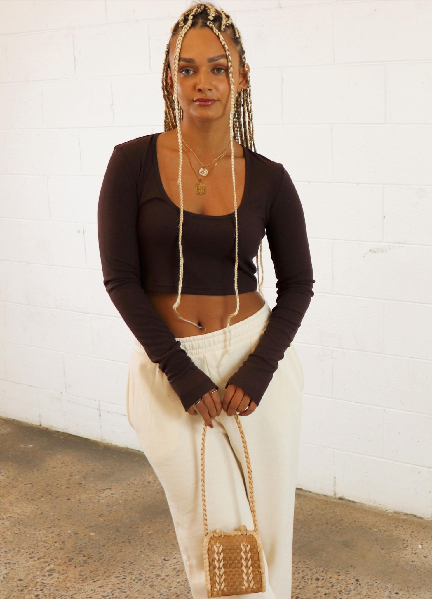 The Malia Set - Chocolate (Long-sleeve Rib) - Eris Collective